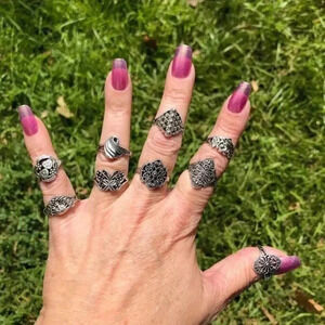 5 Pack of Gorgeous Tibetan Silver Rings